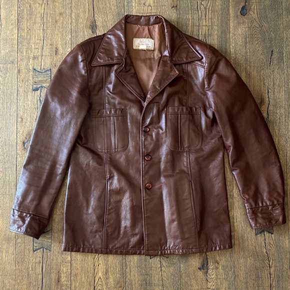 Vintage 70’s Men’s Sears Leather Jacket - Picture 1 of 16